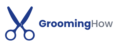 GroomingHow logo — pair of grooming scissors icon with the GroomingHow wordmark